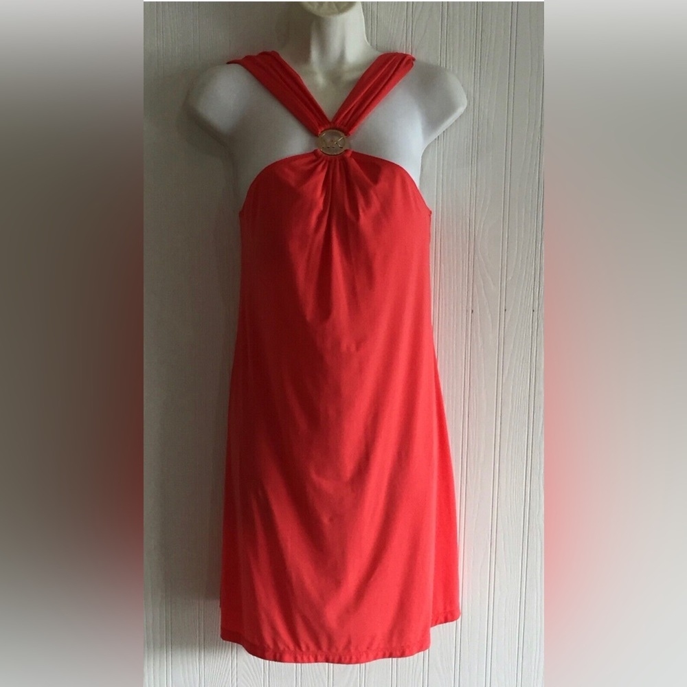 Michael Kors coral dress with built in bra size small swim dress